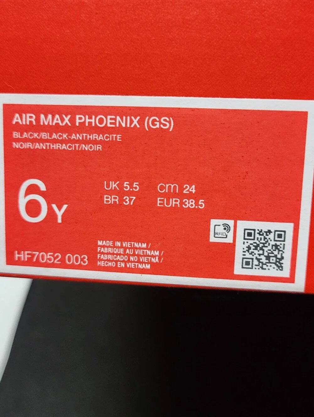 *NEW* Nike Air Max Phoenix (GS) Unisex Kids Sneaker Black Size 6Y Women's 7.5